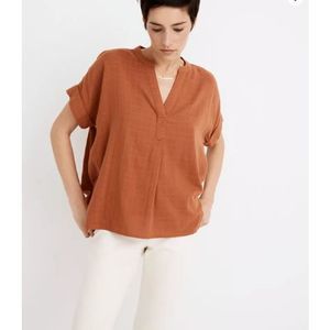 Madewell Women's Lakeline Popover Shirt in Textural Plaid SIZE S SMALL MC780